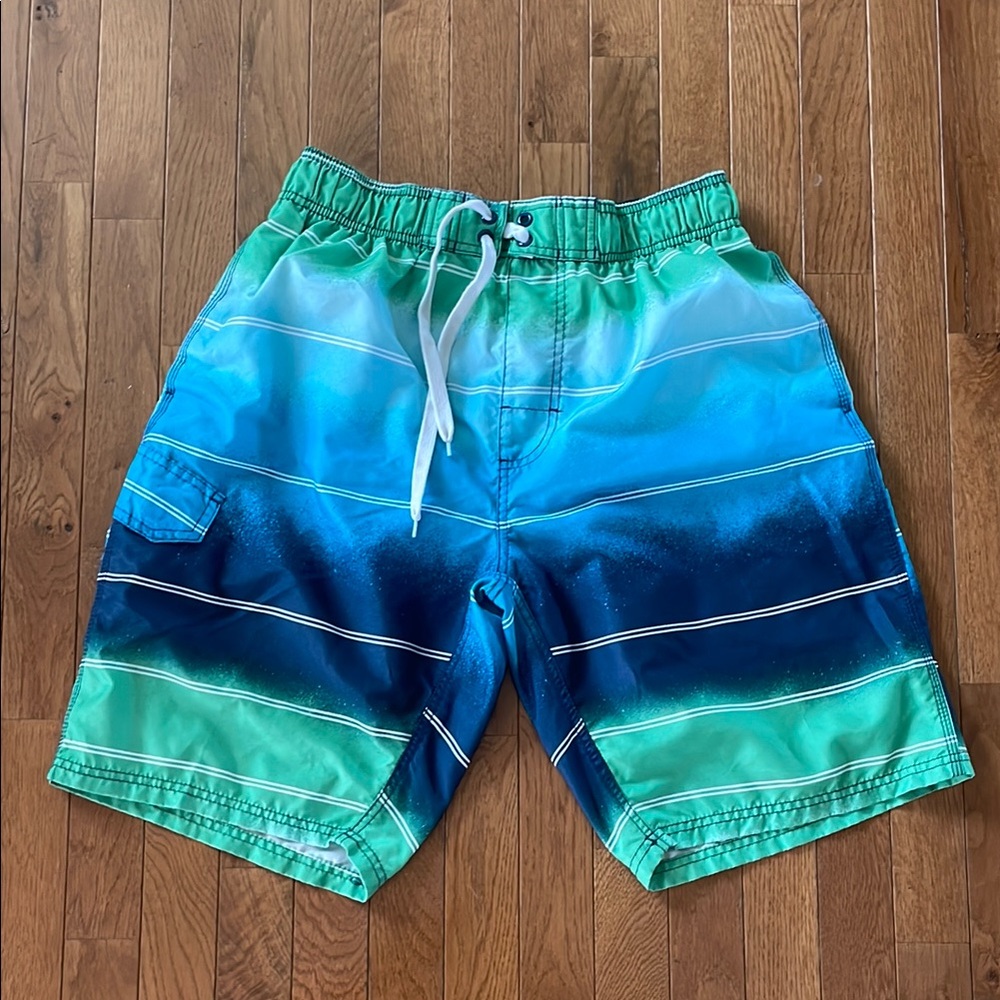 Kanu Surf Navy and Green Swim Shorts Size Large